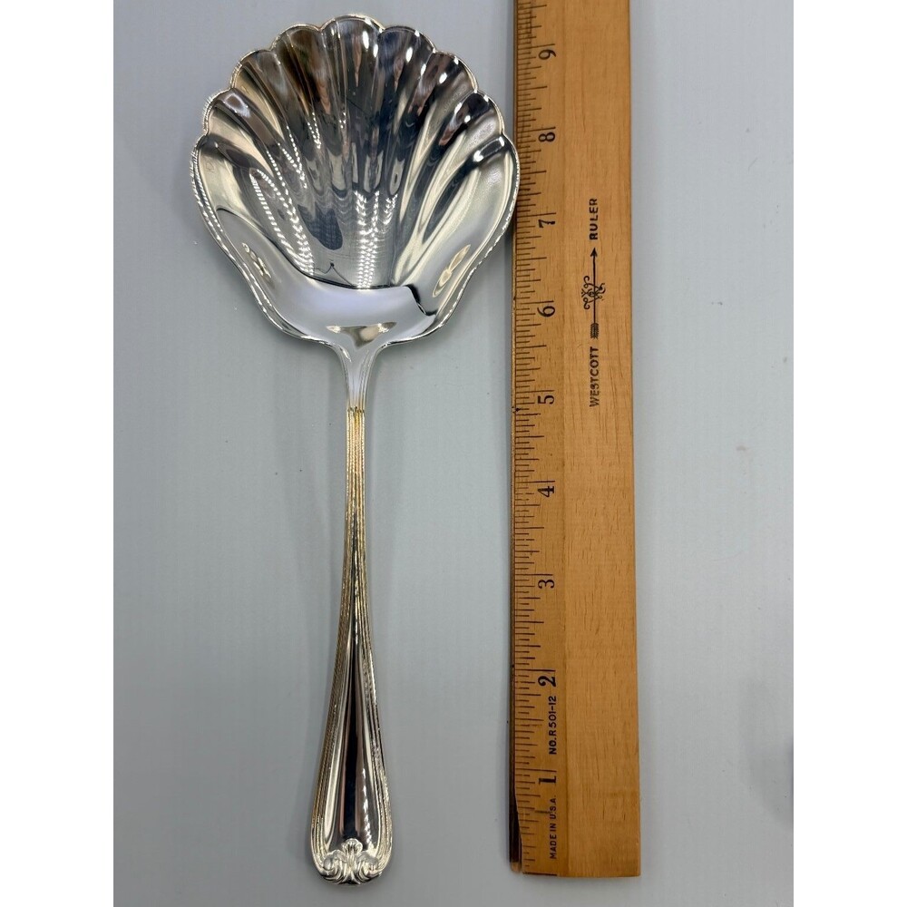 NIB Gorham Heritage Silverplate Berry Spoon 9" Fluted Shell Bowl Italy Scalloped